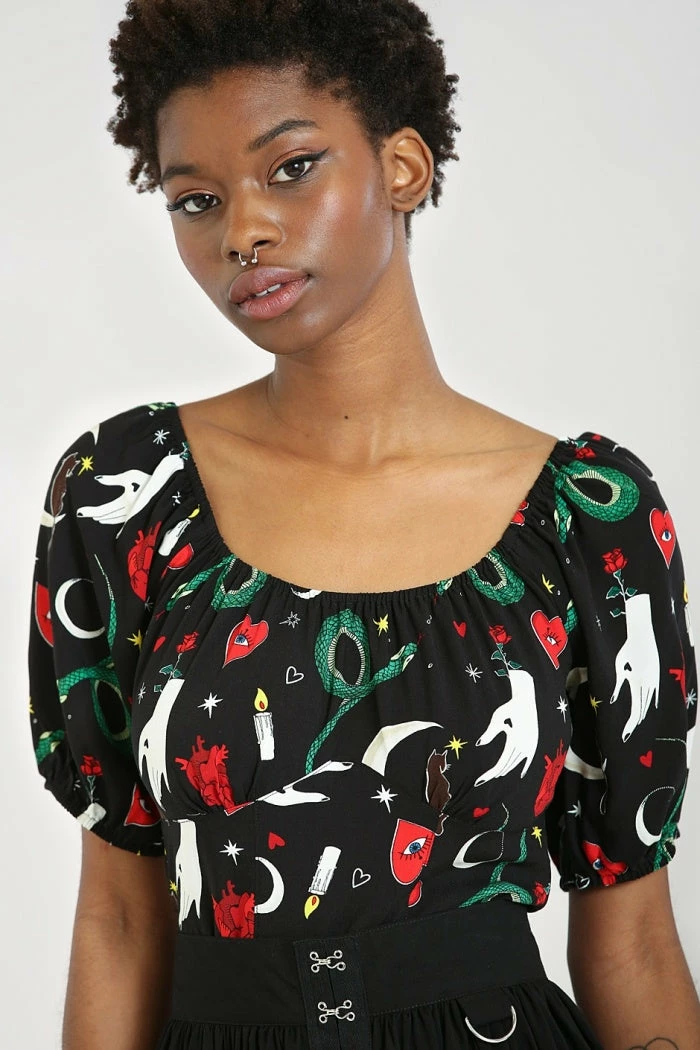 Hell Bunny Good Fortune Crop Top Ladies 4 Hell Bunny Good Fortune Crop Top Ladies