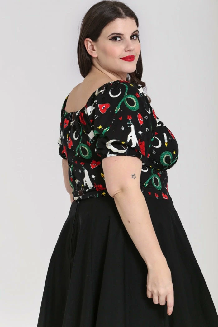 Hell Bunny Good Fortune Crop Top Ladies 10 Hell Bunny Good Fortune Crop Top Ladies