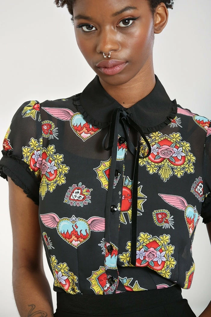 Ladies Hell Bunny Amias Blouse 4 Ladies Hell Bunny Amias Blouse