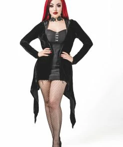 Necessary Evil Aphrodite Velvet Hooded Cardigan Ladies 15 Necessary Evil Aphrodite Velvet Hooded Cardigan Ladies