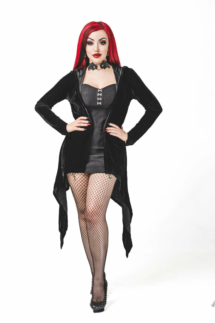 Necessary Evil Aphrodite Velvet Hooded Cardigan Ladies 5 Necessary Evil Aphrodite Velvet Hooded Cardigan Ladies
