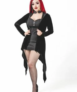 Necessary Evil Aphrodite Velvet Hooded Cardigan Ladies