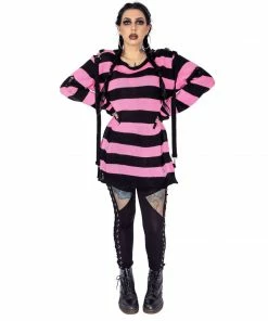 Ladies Heartless Oriana Jumper - Black & Pink