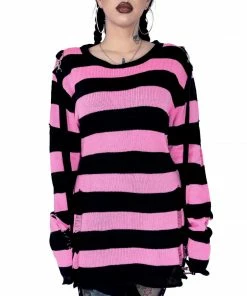 Ladies Heartless Oriana Jumper - Black & Pink