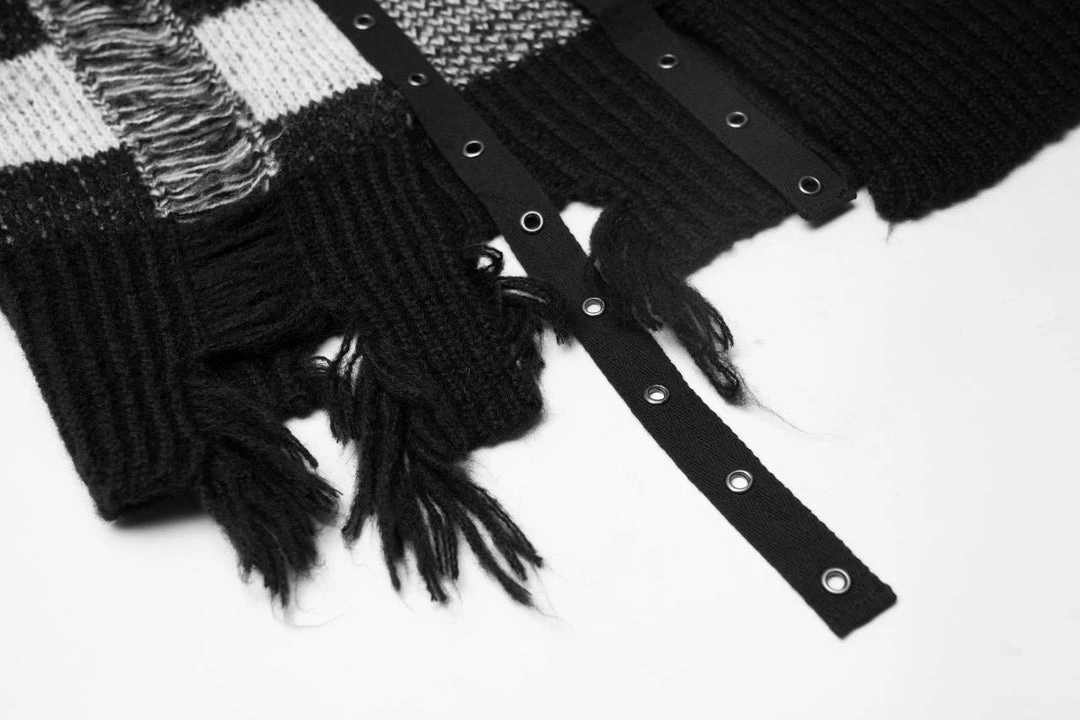 Punk Rave Kaz Distressed Jumper - White 15 Punk Rave Kaz Distressed Jumper - White