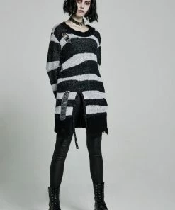 Punk Rave Kaz Distressed Jumper - White 21 Punk Rave Kaz Distressed Jumper - White