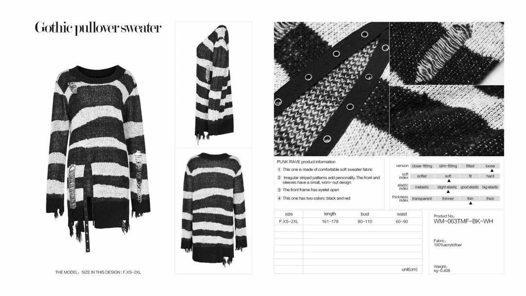 Punk Rave Kaz Distressed Jumper - White 10 Punk Rave Kaz Distressed Jumper - White