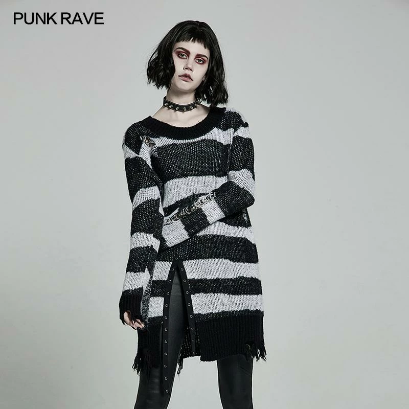 Punk Rave Kaz Distressed Jumper - White 3 Punk Rave Kaz Distressed Jumper - White