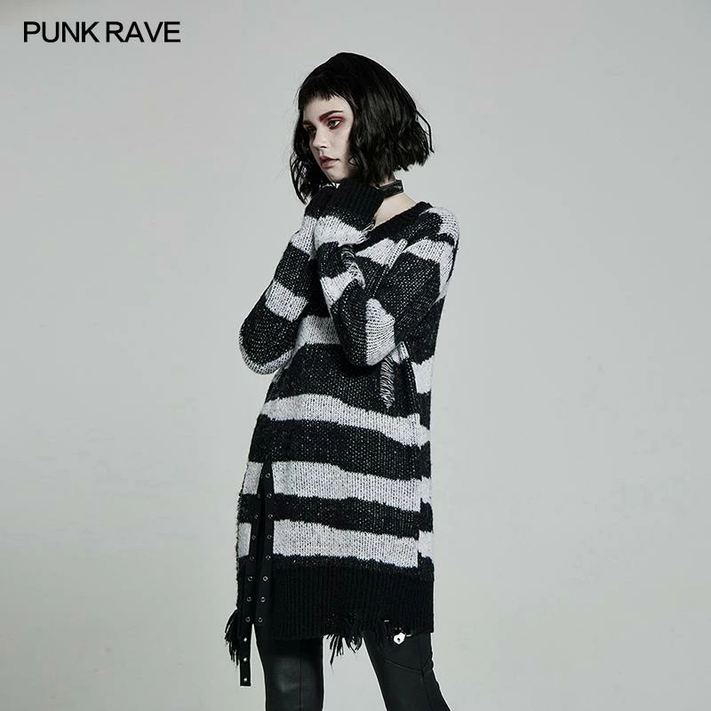 Punk Rave Kaz Distressed Jumper - White 4 Punk Rave Kaz Distressed Jumper - White
