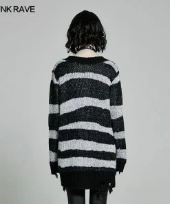 Punk Rave Kaz Distressed Jumper - White 19 Punk Rave Kaz Distressed Jumper - White