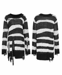 Punk Rave Kaz Distressed Jumper - White 22 Punk Rave Kaz Distressed Jumper - White