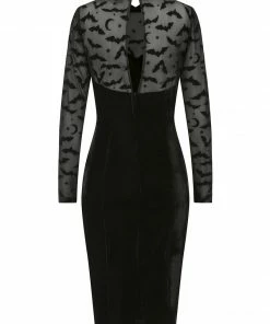 Collectif Rooey Bat Mesh Velvet Pencil Dress
