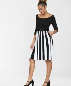 Collectif Serena Knitted Striped Dress Ladies