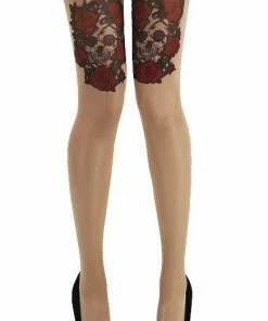 Pamela Mann Skull And Roses Gothic Tattoo Tights Accessories