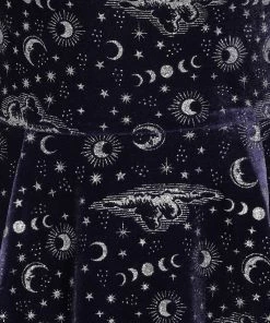 Ladies Collectif Trixie Celestial Velvet Swing Dress - Purple